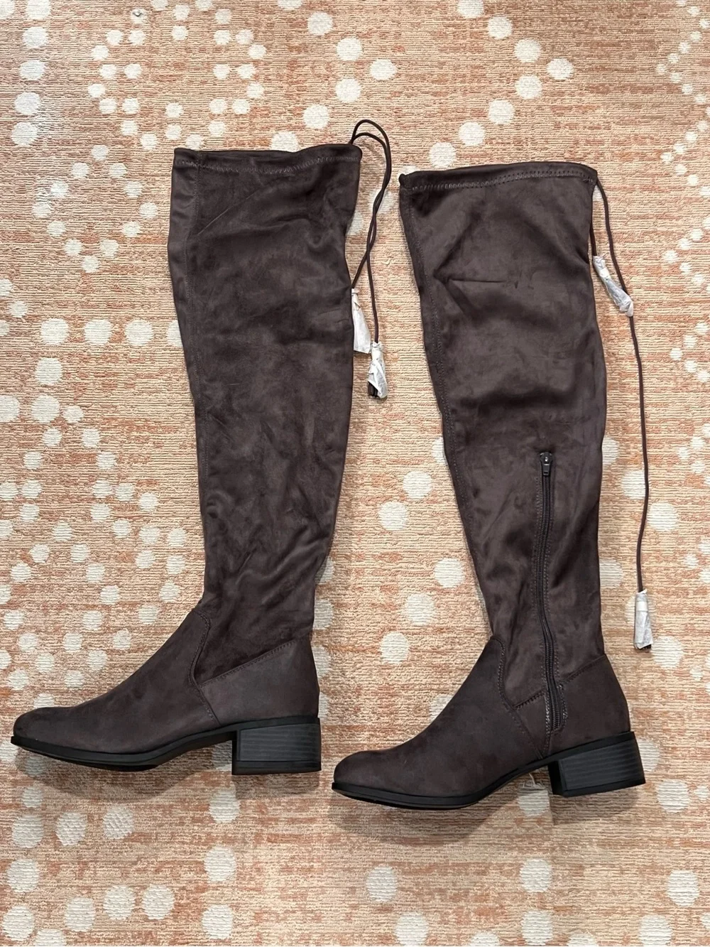 Madden Girl Over-the-Knee Suede-Look Boots in Dark Gray